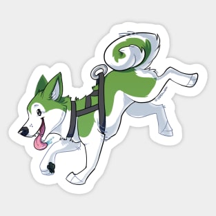 Green Husky Running Sticker